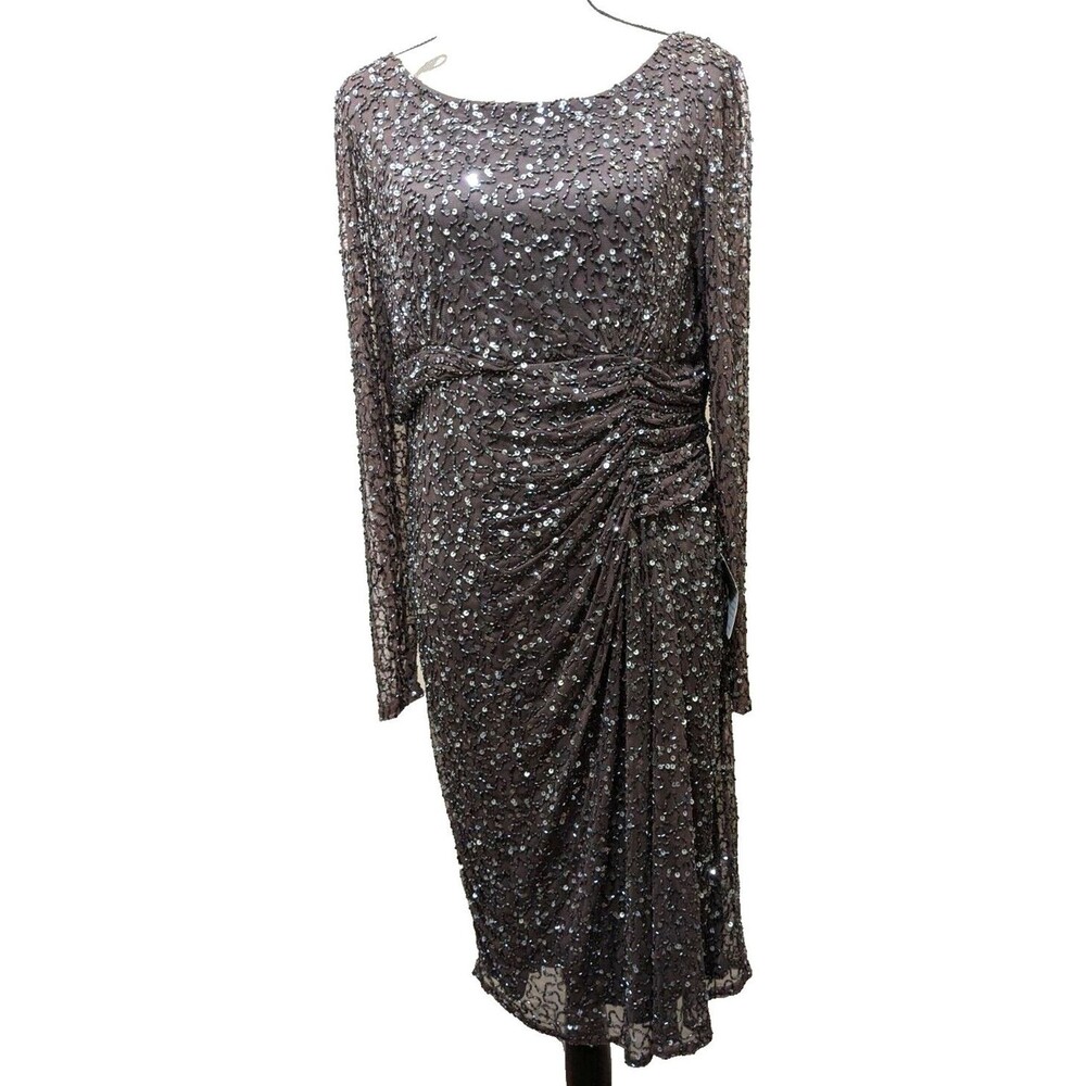 PATRA VTG Dress Size 6 Brown/Black Sequins Beads Affordable Luxury
